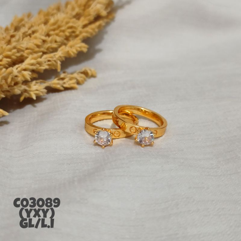 Cincin Yaxiya Zircon Timbul Warna Gold C03089