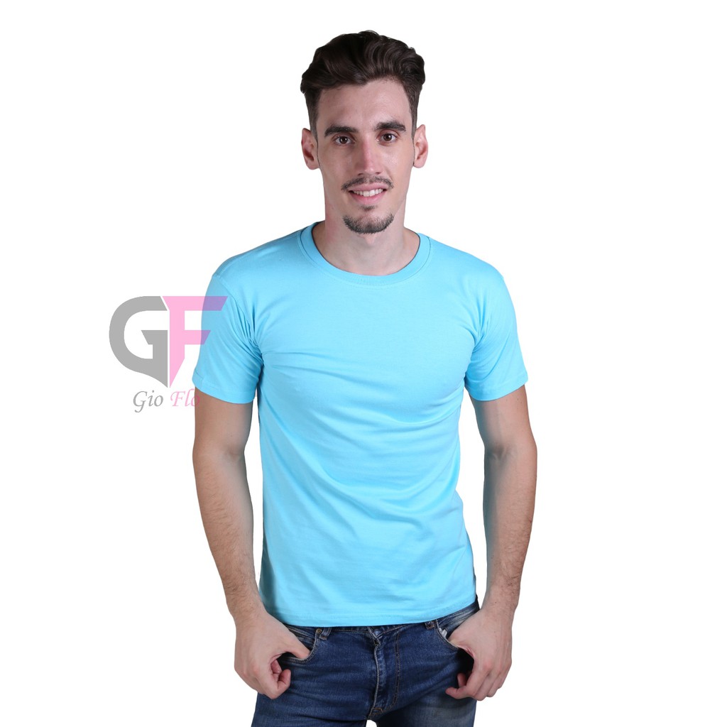 GIOFLO Baju Pria Kekinian T Shirt Casual Smart Lengan Pendek Biru / PLS 34