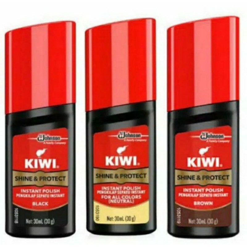 Kiwi semir sepatu 30 ml cair oles instant hitam coklat netral perawatan sepatu
