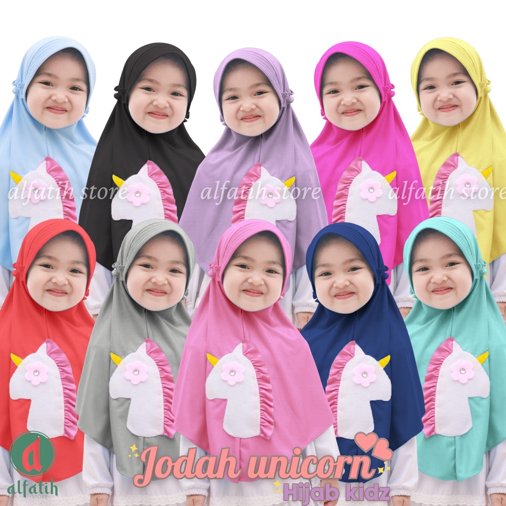 JILBAB ANAK TK - SD JODAH UNIQORN / UNIQORN KUDA PONI / JILBAB ANAK USIA 4-7 TAHUN / PAKAIAN MUSLIMANAK PEREMPUAN / KERUDUNG ANAK TK / HIJAB ANAK TK-SD KHIMAR ANAK