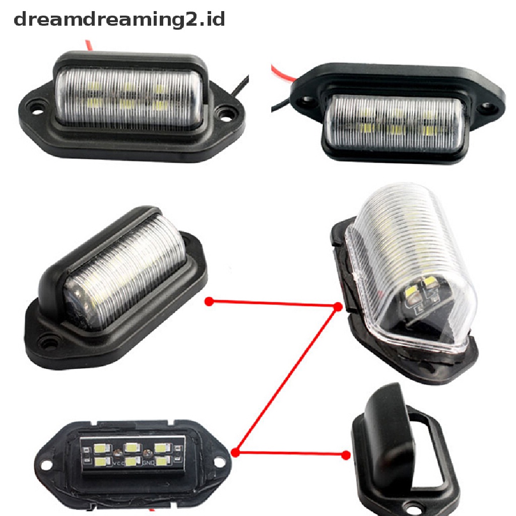 1pc Lampu LED 6smd 12V Tahan Air Untuk Plat Nomor Mobil / Truk / Trailer / Perahu