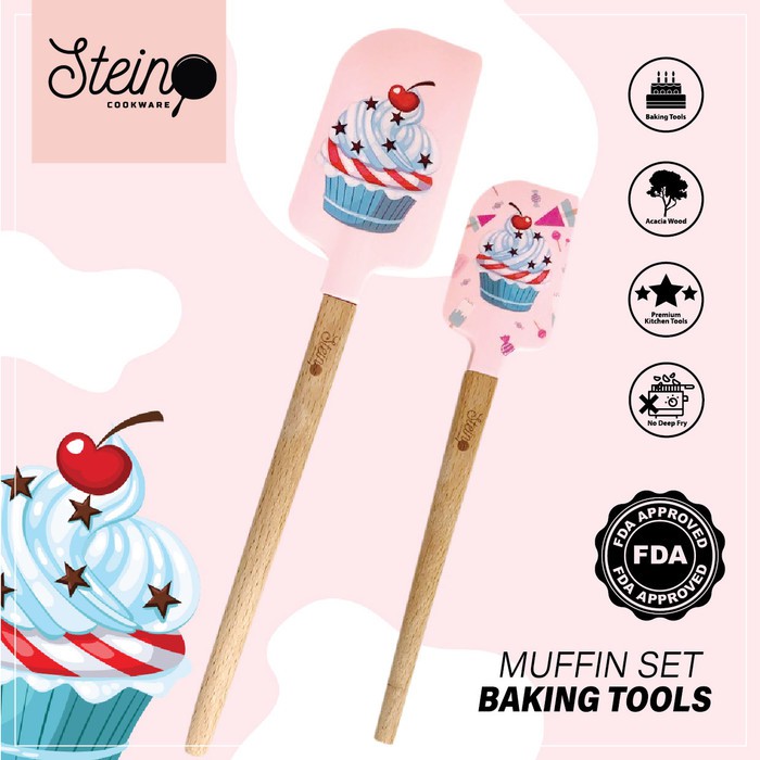 READY Steincookware Stein Spatula Flamingo/ Muffin Baking set - Adonan cake or Bread Stein