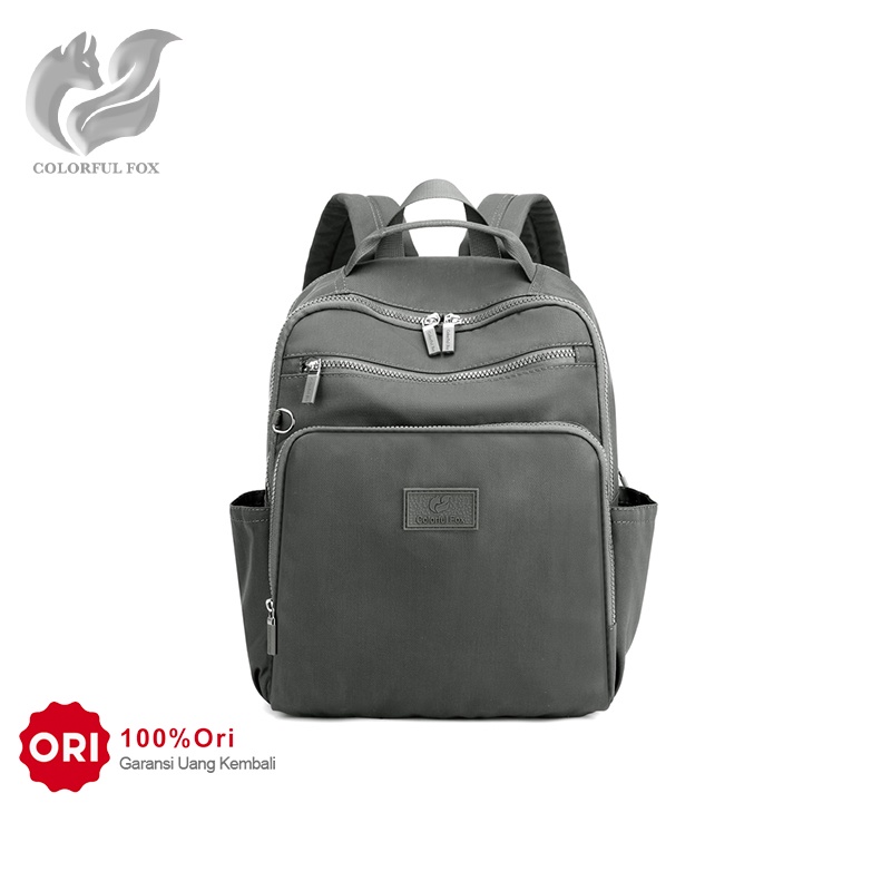COLORFUL FOX 0423 Tas Ransel Wanita Backpack Wanita Remaja Tas Anti Air WATCHKITE BAEOS-Gray