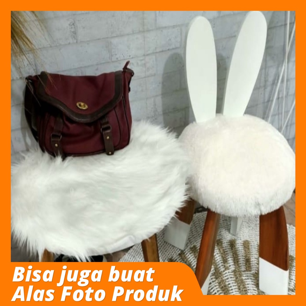 Alas Meja Bulat 50CM Bahan Bulu Korea Premium Aesthetic Kekinian Taplak Bulu Meja Kecil Bundar Panjang Lembut Meja Rias Ruang Tamu Belajar Harga Murah Warna Putih Abu Coklat Ungu Pink Merah