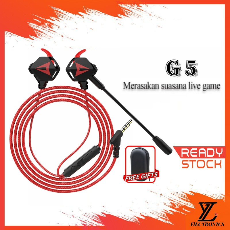 ⚡YZ G5 Gaming Earphone Esport Video Game Hifi Headset Stereo Bass HD Voice Dual Microphone Mic