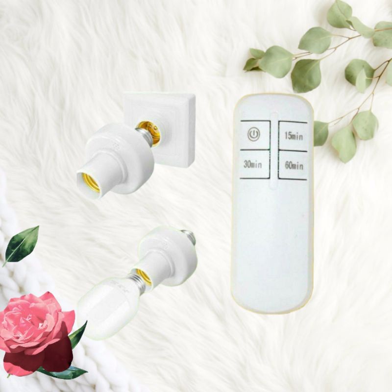 Fitting Lampu Remote Control Socket Lampu E27 Timer 15/30/60 Free Baterai AAA