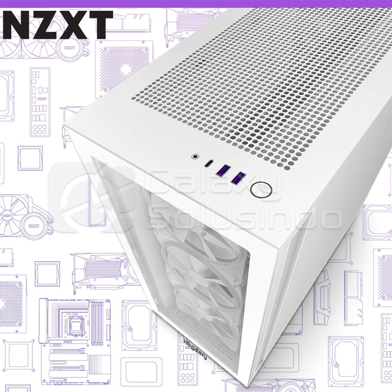 NZXT H7 ELITE Matte White Tempered Glass Mid Tower Gaming Case