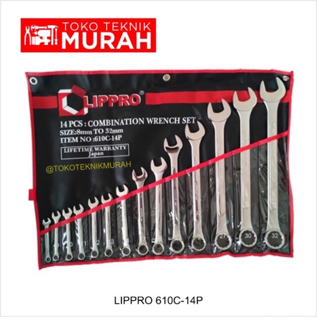 Lippro Kunci Ring Pas Set 14 Pcs (8-24) / Combination Wrench 610C-14P