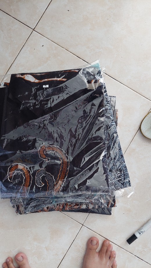 Murah Batik Kemeja Hem Pria Motif Kembang Gede Hitam Kemeja Seragam Pekalongan Alkhalis