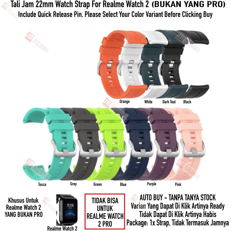 XLF Tali Jam 22mm Watch Strap Realme Watch 2 (BUKAN YANG PRO) - Rubber Silikon Metal Buckle