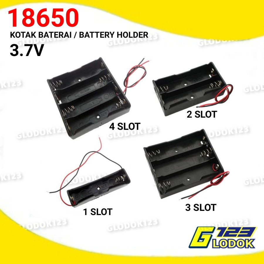 Tempat Batre 18650 Kotak Baterai Holder 1 Slot, 2 Slot, 3 Slot, 4 Slot