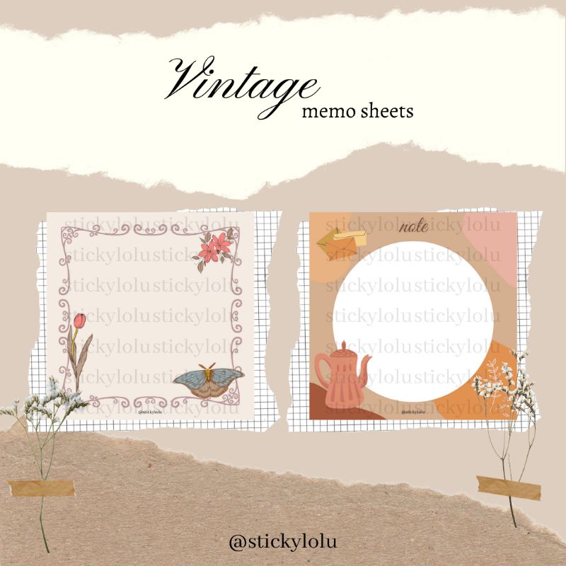 

Vintage Memo Sheets | cocok untuk journaling dan notetaking (tanpa lem perekat)
