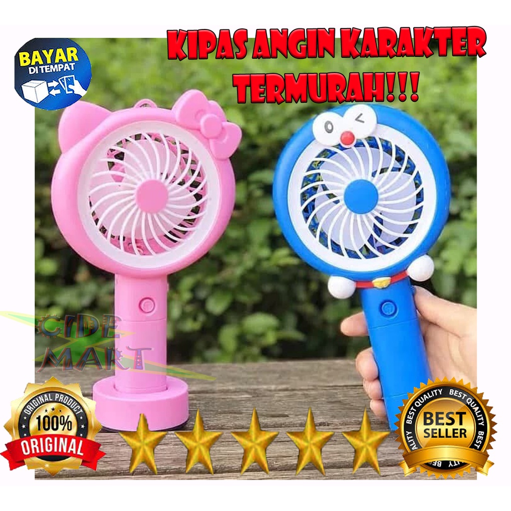 Kipas Angin Tangan Stand Portable Karakter LED ( Standing Mini Fan) / Kipas sejuk portable berdiri