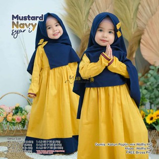  Gamis  Anak  Terbaru  Mustard Navy Syar i by Yuahijab 