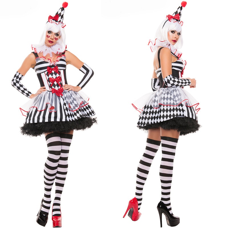 PREORDER Kostum Cosplay Badut Anak Perempuan Sirkus Halloween Karnaval Wanita Dewasa Pakaian Gaun Pe