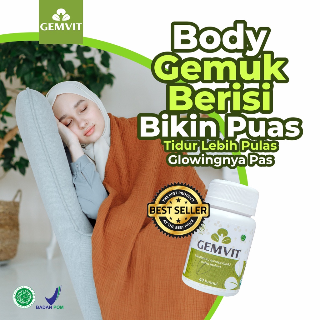 Gemvit penggemuk badan penambah berat badan anak dewasa & pemutih badan permanen ampuh original bpom