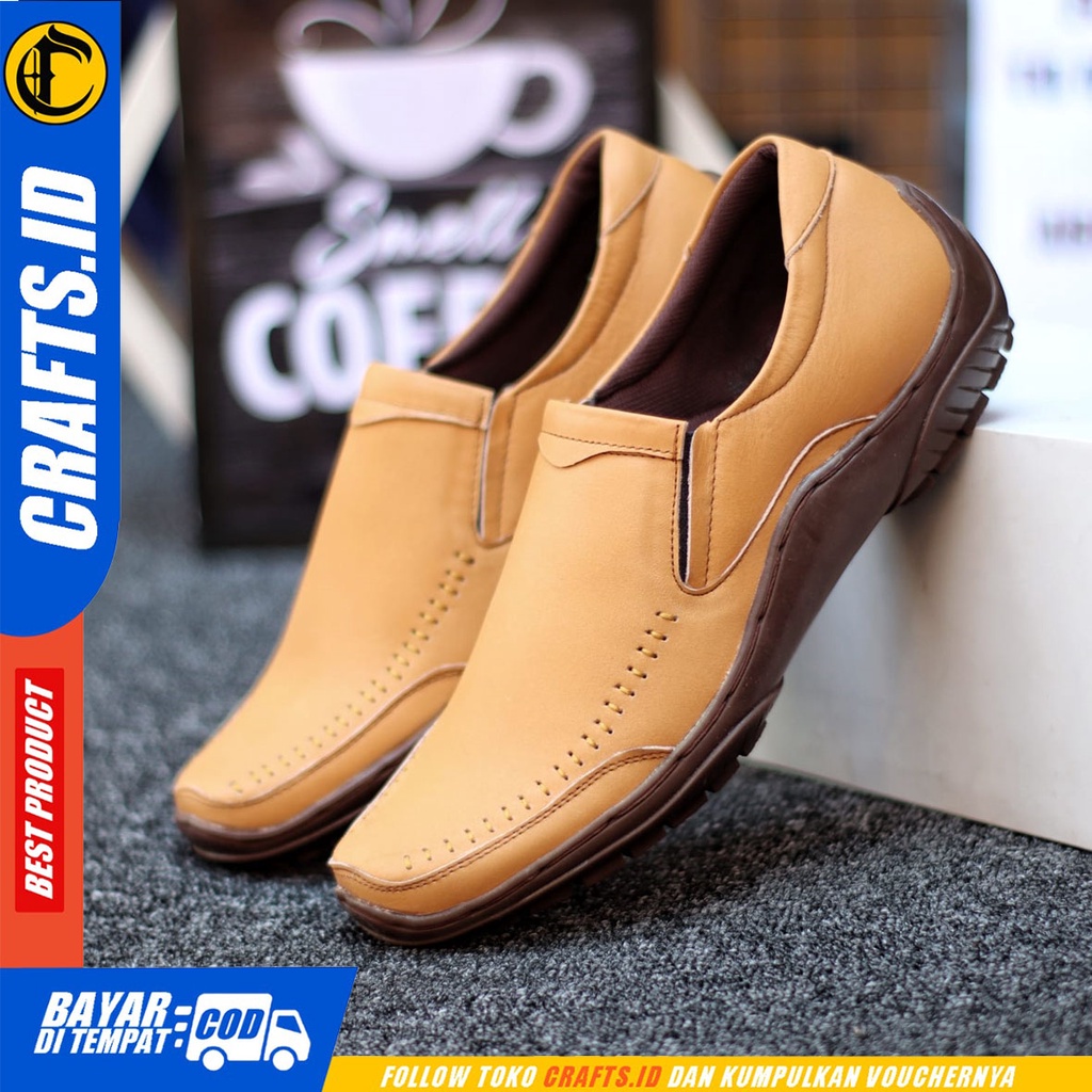 Crafts Gohan - Sepatu Kulit Casual Kerja Slip On Pria