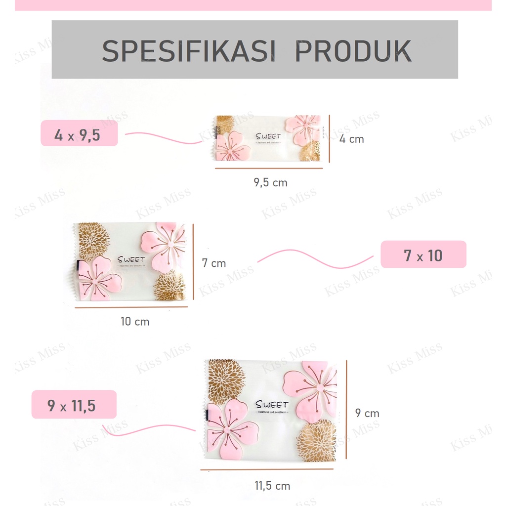 Plastik OPP cookies SAKURA TANPA LEM - 7x10 - TEBAL - biji - kue kering - bakery - bubuk - permen -  mooncake