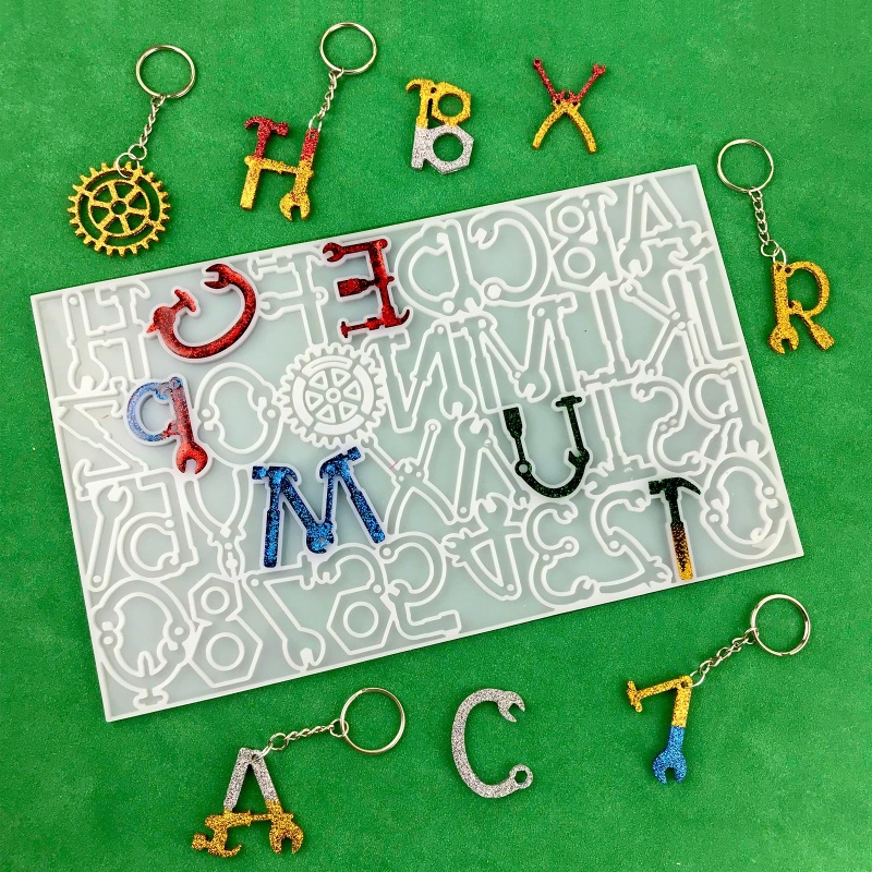 Siy Cetakan Resin Epoksi Bentuk Huruf Dengan Lubang Gantungan Kunci
