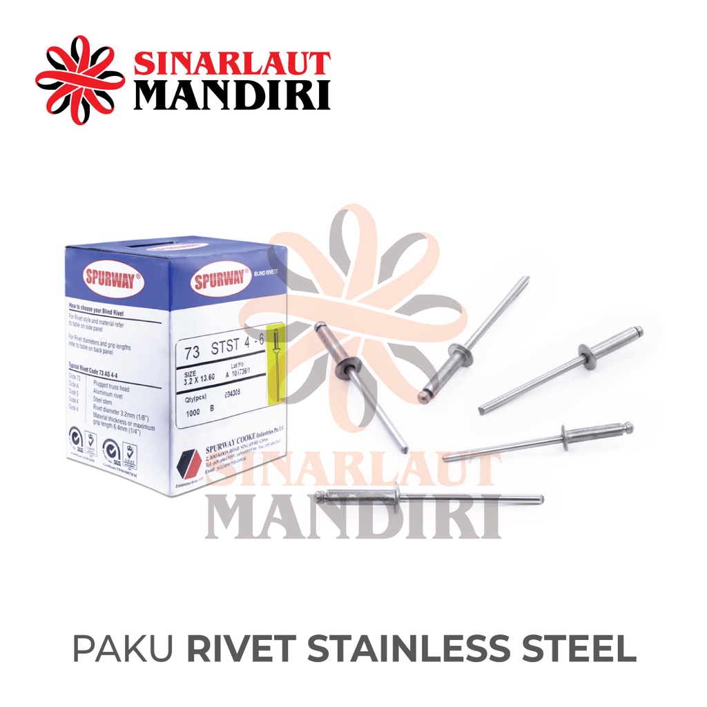 Paku Rivet Stainless Steel / Blind Rivet Stainless Steel 3/16 x 5/8