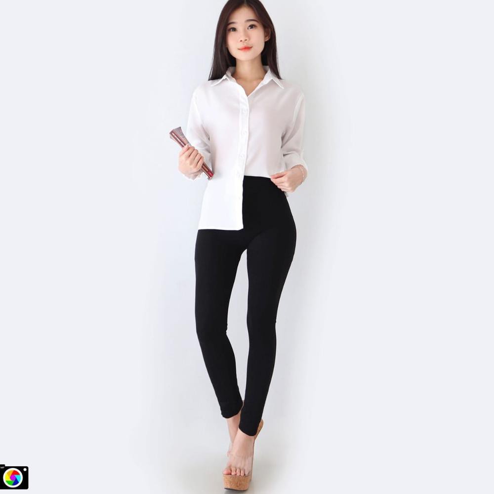 KEMEJA POLOS TANGAN SKODER // AUREL KEMEJA WANITA POLOS BASIC LENGAN PANJANG (Bahan Katun)