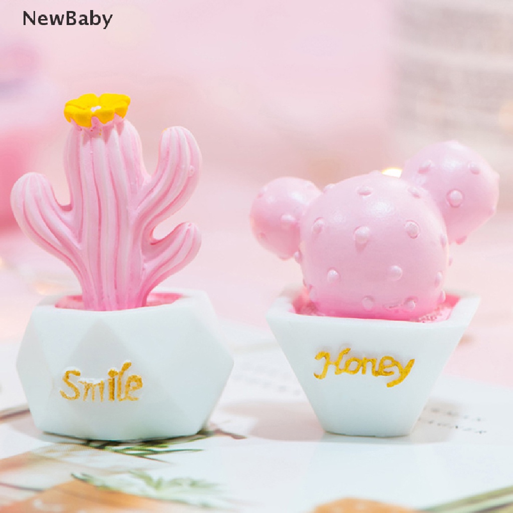 Newbaby 10pcs Miniatur Kaktus Bahan Resin Untuk Dekorasi