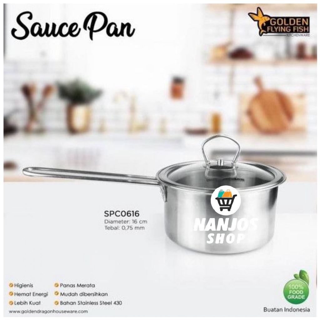 Golden Flying Fish Saucepan Panci Saus Saos Stainless Steel 40cm SPC0616