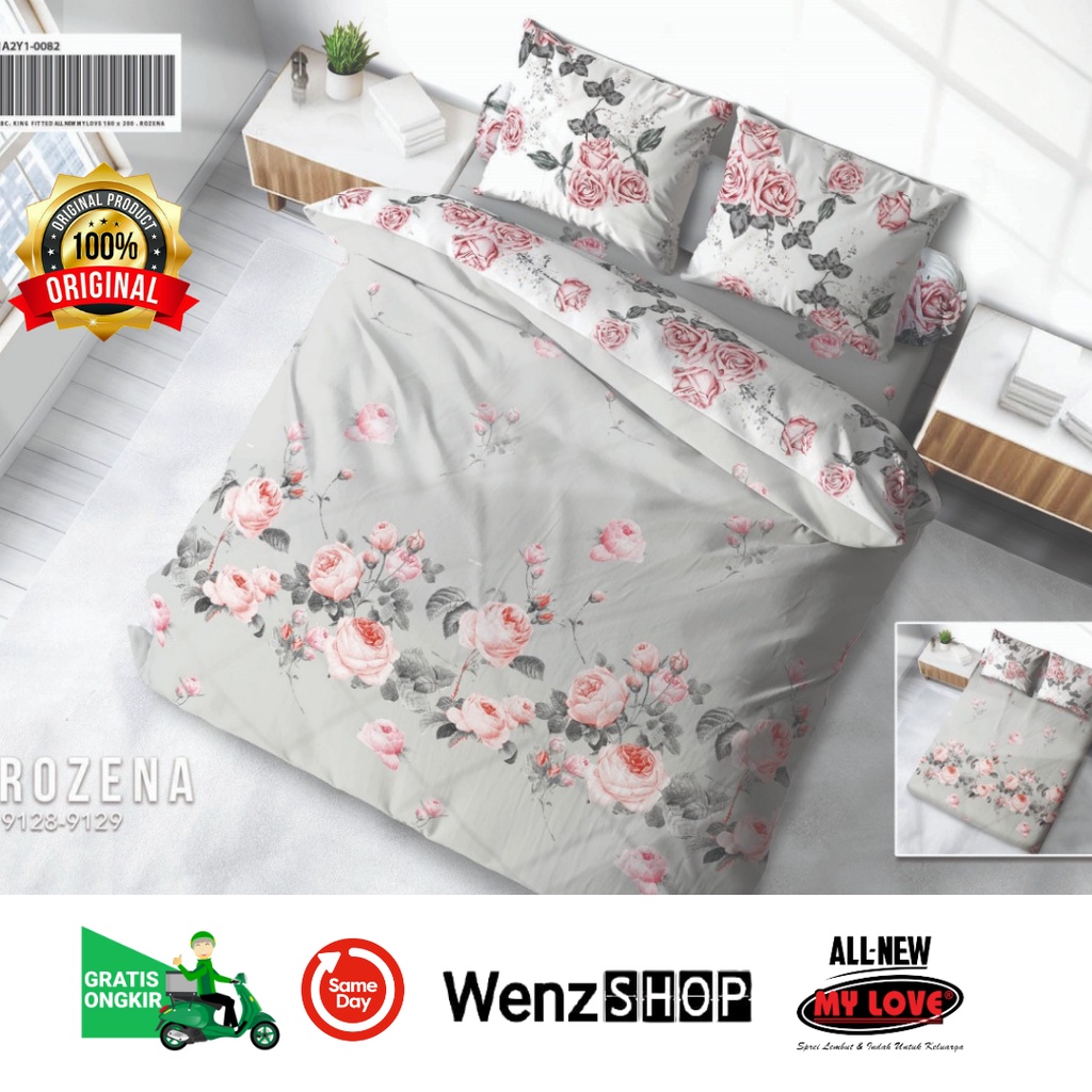 My Love Bed Cover set King T30cm 180X200 no 1 motif Rozena Badcover MyLove Sprei set Betcover