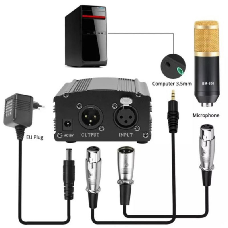 Phantom Power Supply 48V for Microphone Condenser 1 Channel