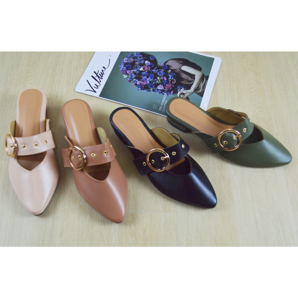 AURELL - Lanita Mules Wanita Hak 3cm Bigsize 41-46 Garansi 60 Hari