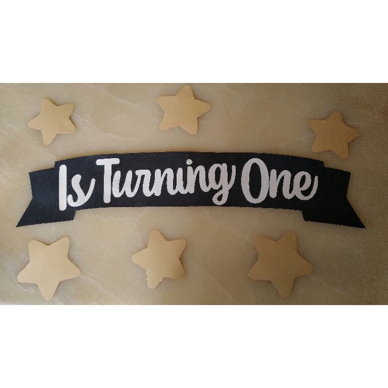 Paket Tulisan Is Turning One / Tulisan Custom + Bingkai Pita/Kertas Jasmine