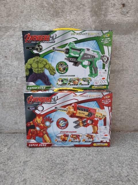 MAINAN PISTOL PELURU LUNAK AVENGERS SOFT BULLET BLASTER ANAK SENAPAN