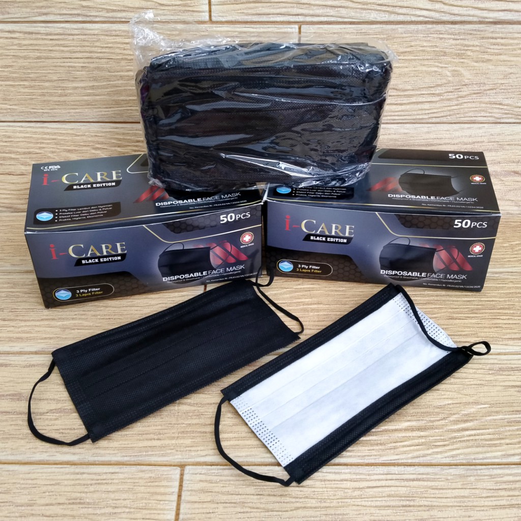 Masker 3 Ply Hitam I Care