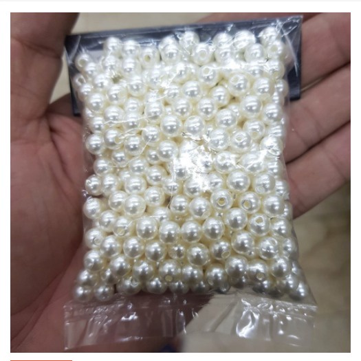 100 Gram Payet Mote Manik Mutiara Sintetis 8mm Bulat Besar Mutsin Berat Kwalitas Super