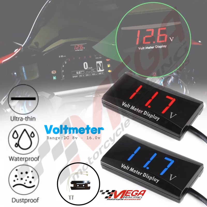 DIGITAL-UKUR AKI VOLT METER DIGITAL VARIASI WATERPROOF SEMUA MOTOR UNIVERSAL MODEL KOSO X CASE