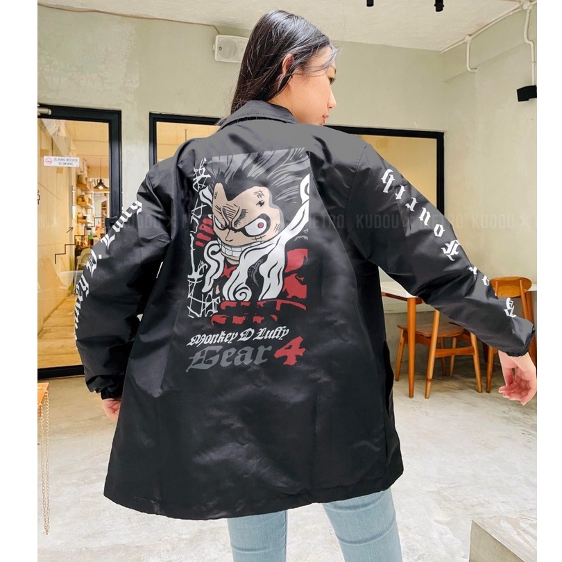 Coach Jaket Luffy Gear 4th Black Anime Manga One Piece Premium Unisex