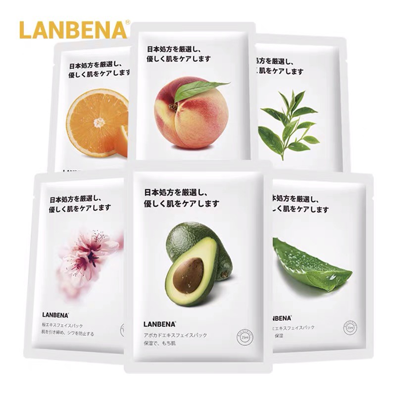 LANBENA Sheet Mask Fruit Whitening And Moisturizing Masker Wajah ESSENCE 25 mL WANITA KOREA Perawatan Kulit Serum Anti Aging Melembabkan Menerangi Pemutih Anti Penuaan Brightening Moisturizing