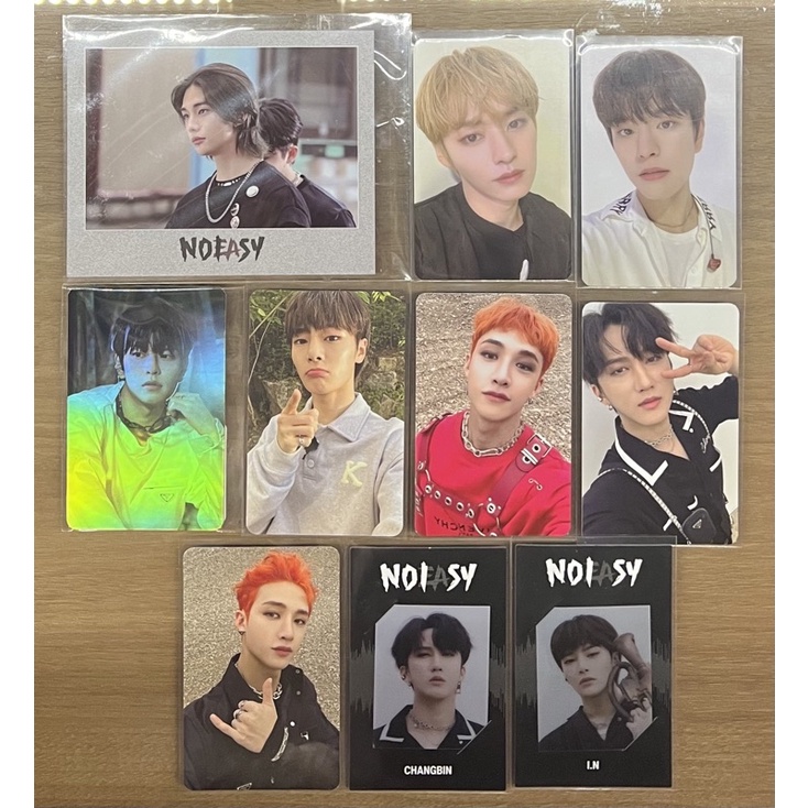 stray kids noeasy album and benefit photocards bangchan leeknow changbin hyunjin seungmin i.n synnar