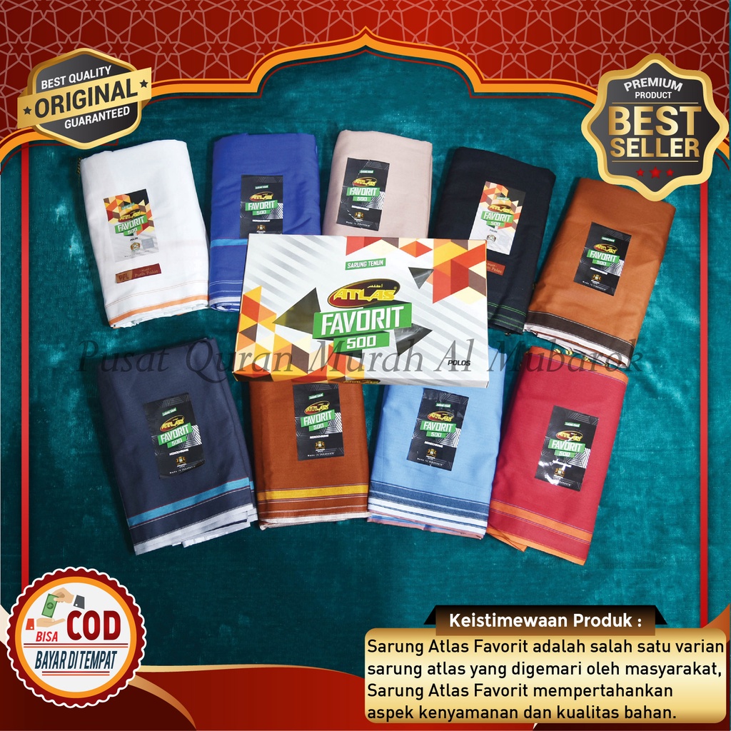 Bisa COD ~ Sarung ATLAS Favorit 500 Motif Polos Bewarna - Bahan Tenun Tebal Untuk Dewasa Pria Laki S