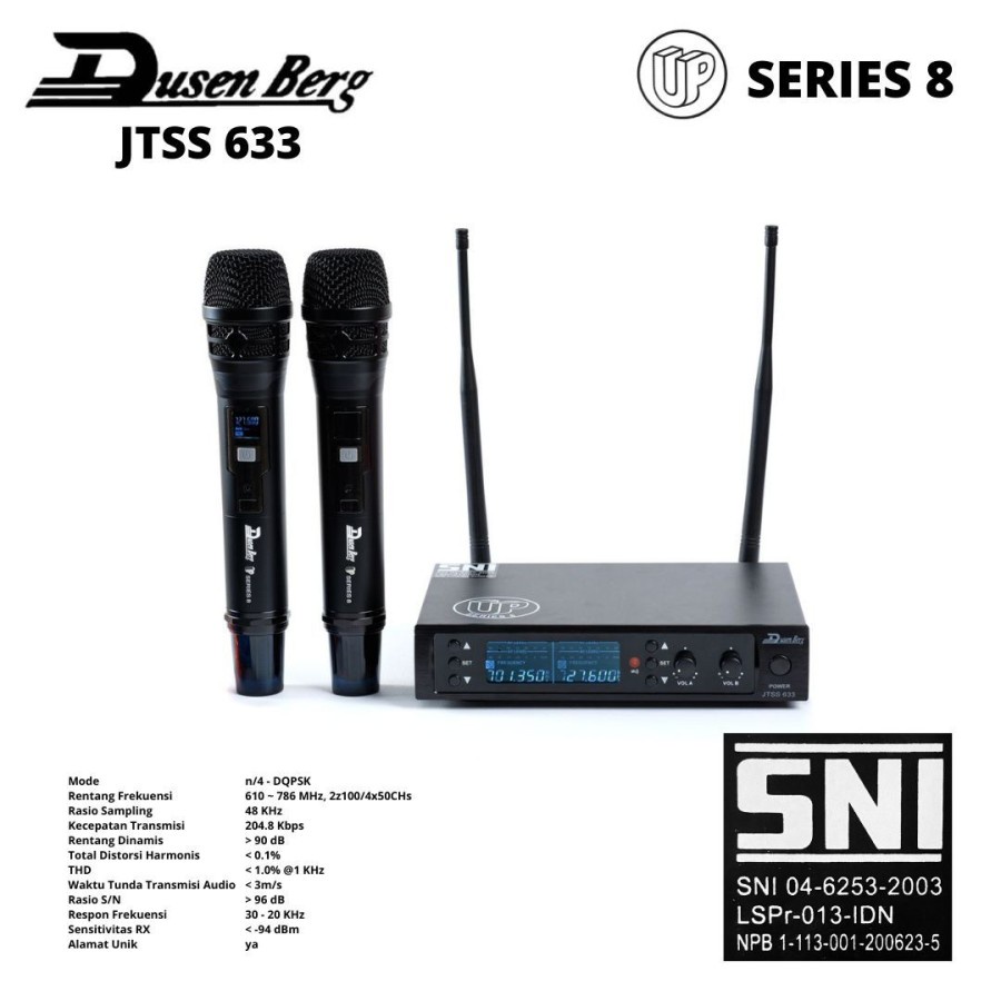 Mic Wireless Dusenberg JTSS 633 UP 8 Series UHF 2 Mic Handle Pegang Original