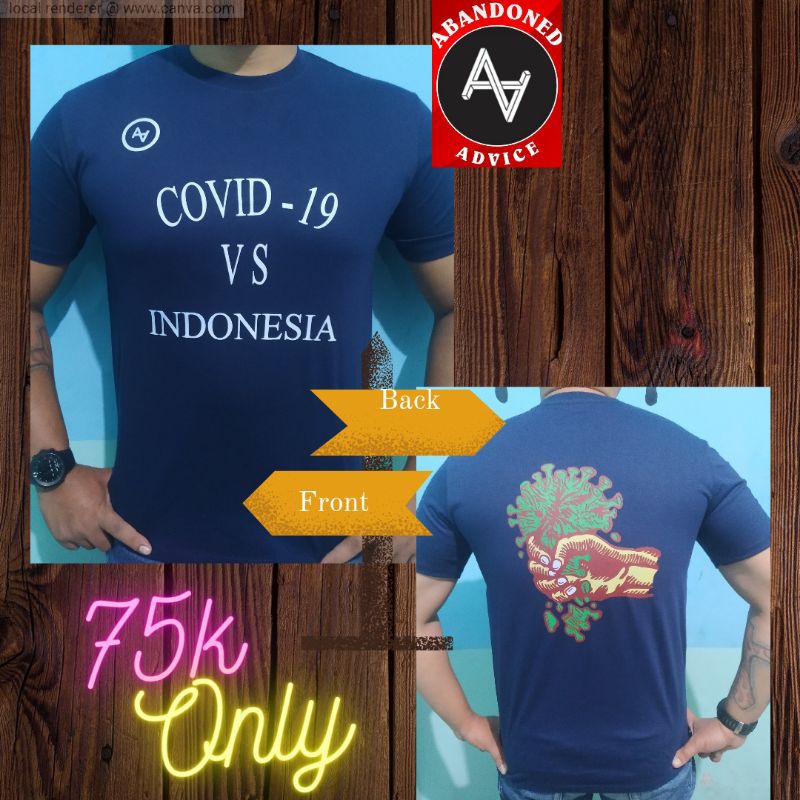 kaos covid vs Indonesia cotton combed 24s plastisol