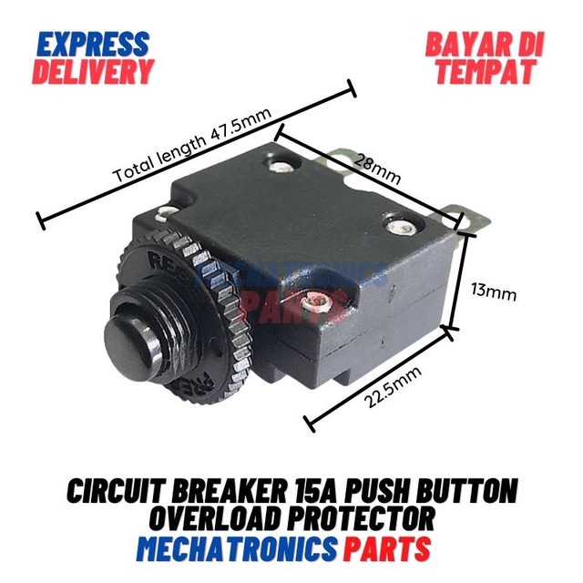 [5706] Circuit Breaker 15A Push Button Overload Protector