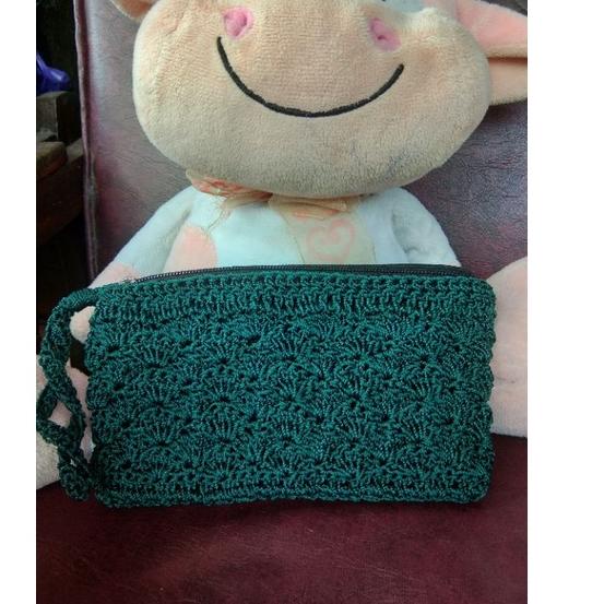 Tidak Diragukan.. dompet rajut 2 ruang motif kerang / dompet hp