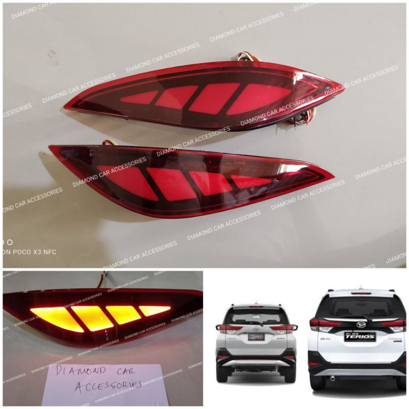 Rush Terios 2018 Reflektor Lampu LED COB Bemper Belakang Model Elegant