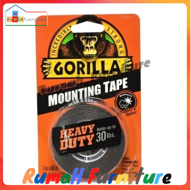 

Gorilla Lem Double Tape Heavy Duty 30Lbs 25Cm/Mounting Tape 30Lbs 25Cm