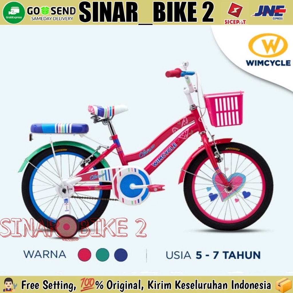 Sepeda Anak Perempuan 16 &amp; 18 Inch WIMCYCLE CLARA Keranjang