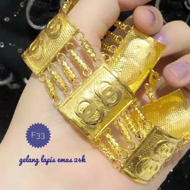 Gelang tangan Plat lapis emas 24k dan kRistal, d jamin warna asli emas ORI