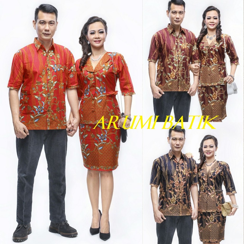 OBRAL BATIK SOLO - Sarimbit Couple Seragam Pria Wanita Setelan Batik 2020 Merah XL / XXL