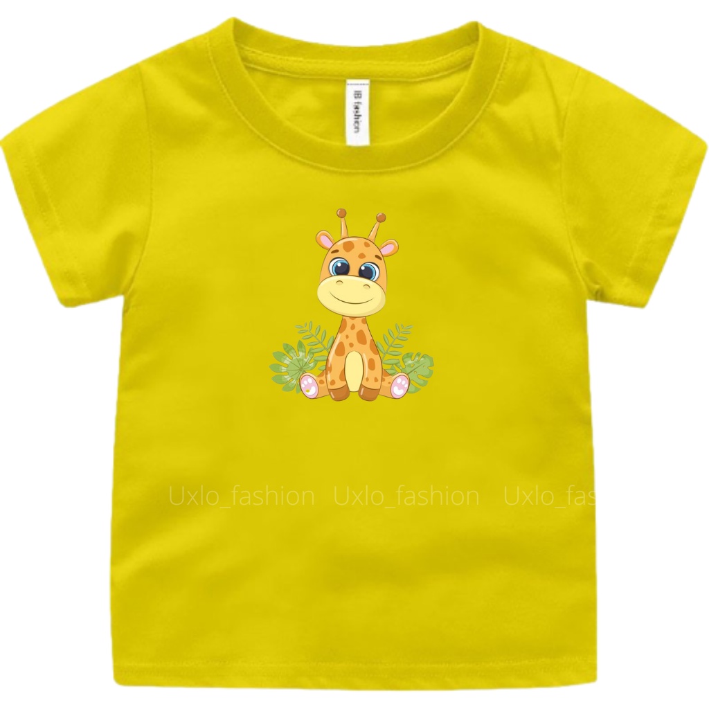 BAJU KAOS ANAK PEREMPUAN DAN LAKI LAKI MURAH MOTIF JERAPAH LUCU UMUR 2 SAMPAI 9 TAHUN UXLO FASHION