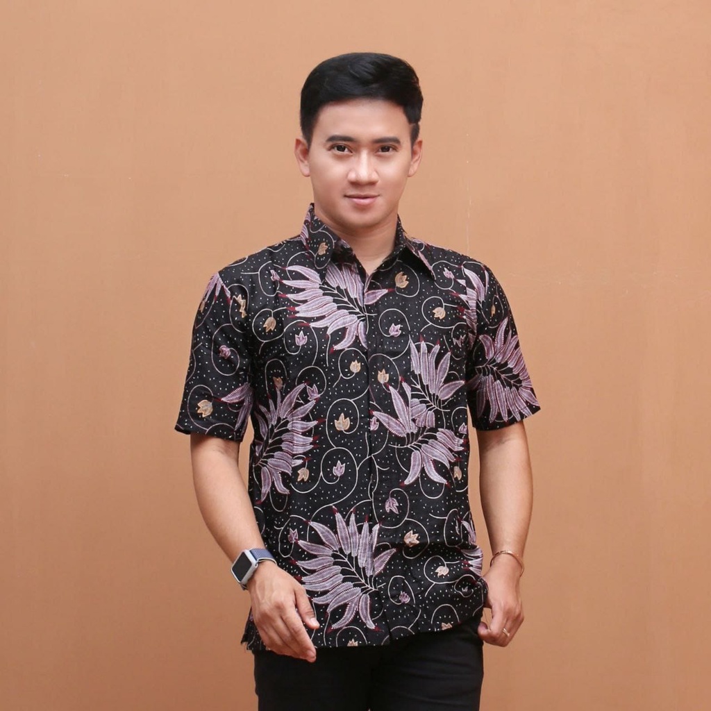 Risna Batik HRB026 Kenongo Hem Kemeja Batik Pria Lengan Pendek Katun Primis Premium Halus M L XL XXL